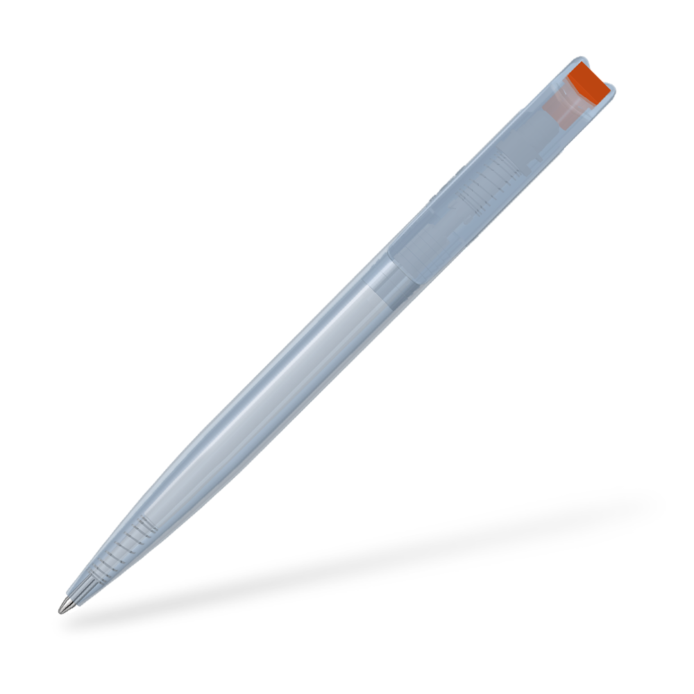 0-2660-T-SG UMA Recycled PET Pen transparent SG Clipansicht Orange