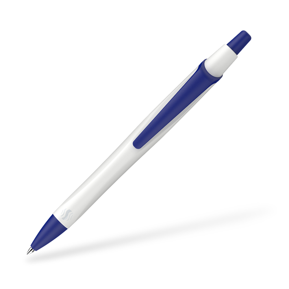 Schneider Reco Recycling Kugelschreiber Clipansicht Weiss-Blau