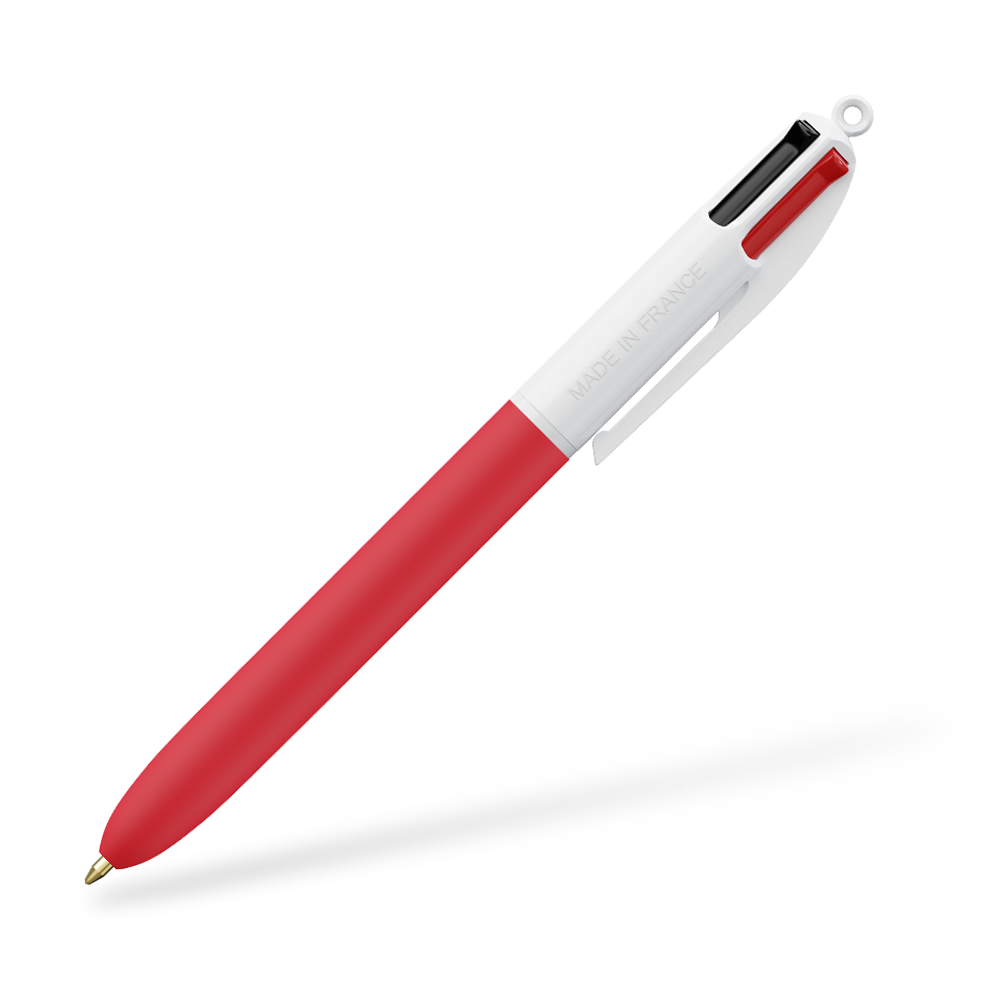 BIC 4 Colours Softtouch Kugelschreiber 270 Grad vom Clip Rot