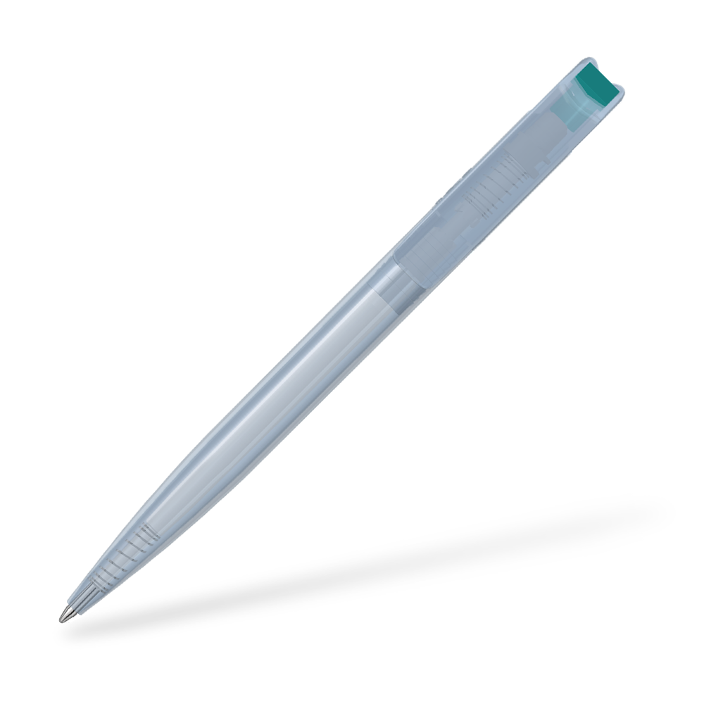 0-2660-T-SG UMA Recycled PET Pen transparent SG Clipansicht Petrol