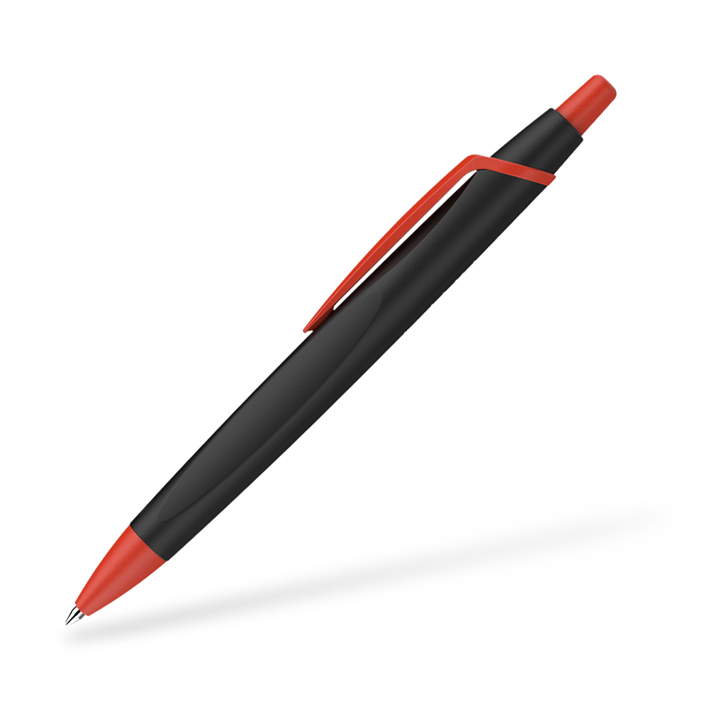 Schneider Reco Recycling Kugelschreiber Seitenansicht Schwarz-Rot