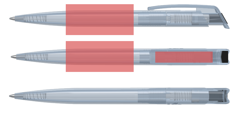 0-2260-T-SG UMA Recycled PET Pen transparent SG Kugelschreiber Druckbereich