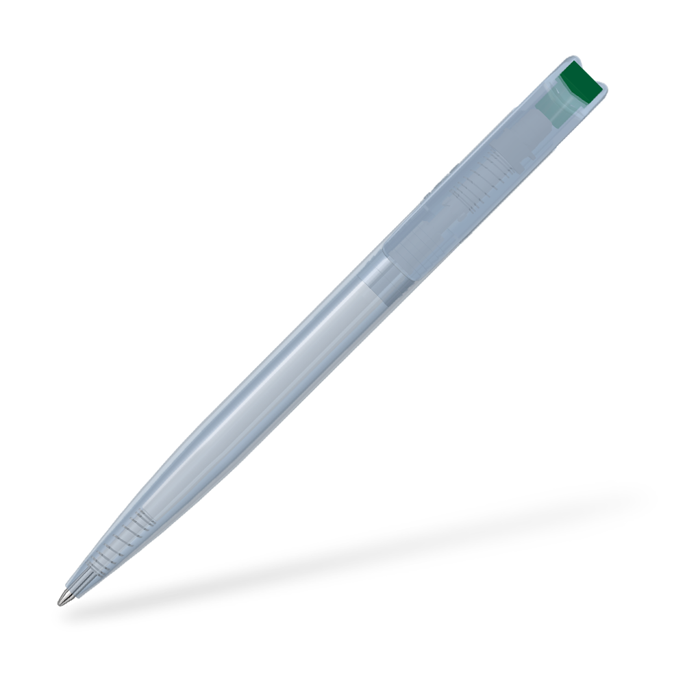 0-2660-T-SG UMA Recycled PET Pen transparent SG Clipansicht Dunkelgrün