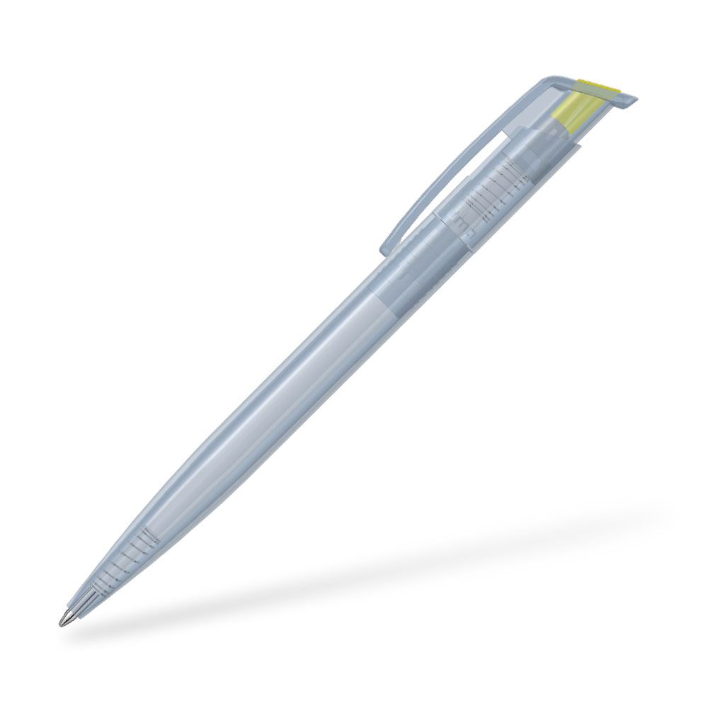 0-2660-T-SG UMA Recycled PET Pen transparent SG Seitenansicht Gelb