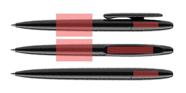 Druckbereiche des prodir DS5 poliert Kugelschreibers schwarz