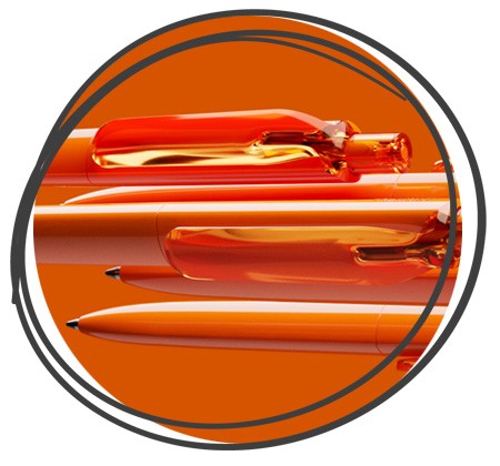 Nahaufnahme Clip prodir DS8 Kugelschreiber orange poliert