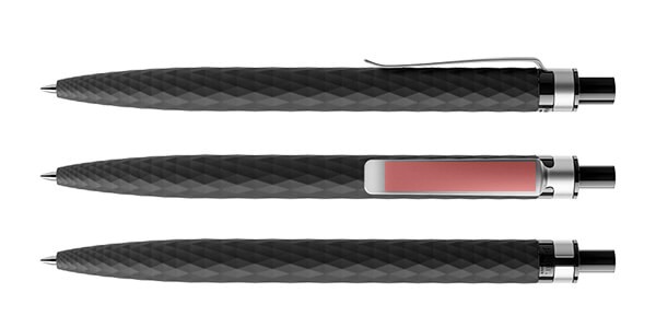 Druckbereiche des prodir QS01 Softtouch Metallclip Kugelschreibers schwarz