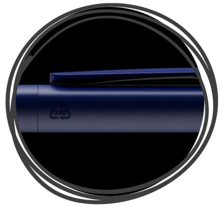 Nahaufnahme prodr DS8 recycling kugelschreiber blau clip