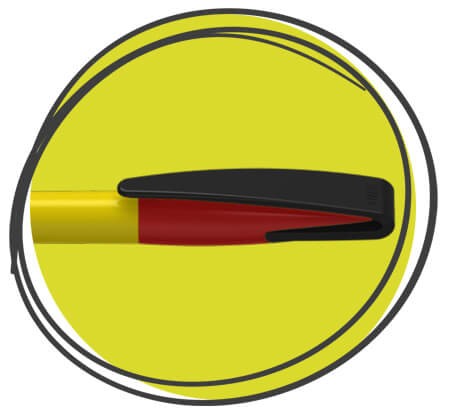 Nahaufnahme Klio Eterna Cobra High Gloss Kugelschreiber schwarz rot gelb