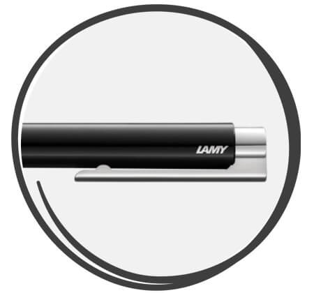 Nahaufnahme Clip LAMY logo 204 M+ Kugelschreiber schwarz