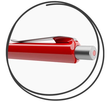 Nahaufnahme prodr DS8 rot poliert mit Metallclip