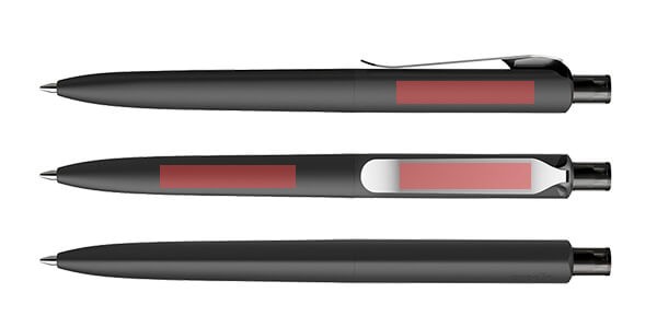 Druckbereiche des prodir DS8 Softtouch mit Metallclip Kugelschreibers schwarz