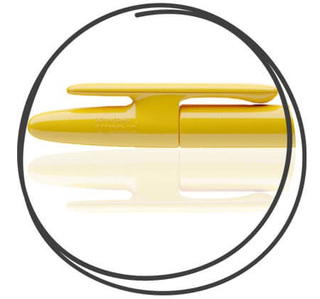 Nahaufnahme prodr DS5 poliert Kugelschreiber gelb Clip
